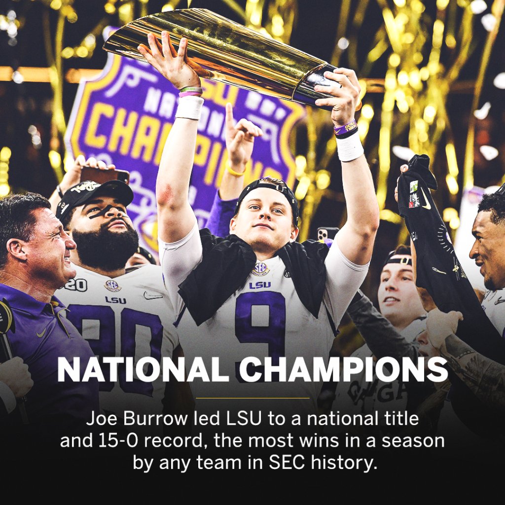 SECNetwork's tweet photo. Two years ago today, @JoeyB won the Heisman Trophy.

@LSUfootball legend 🐐 https://t.co/6f8Zh2TTEa