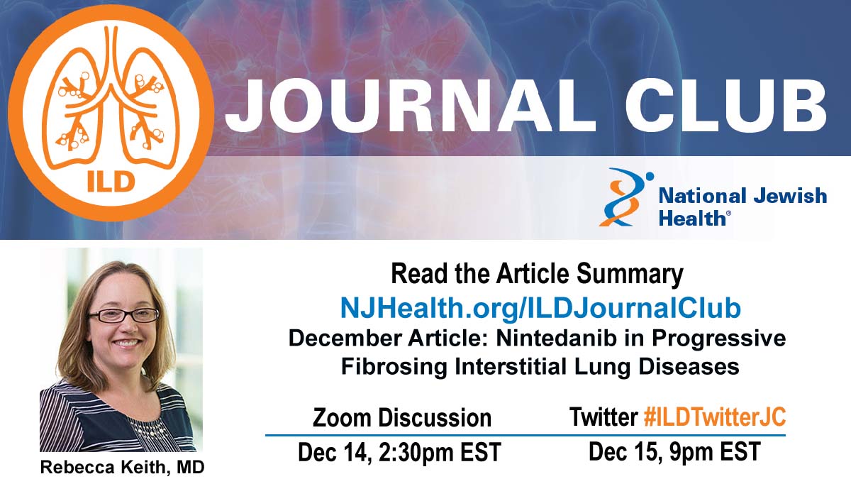 NJHealthMedEd's tweet photo. Today on Zoom! Join Dr. Rebecca Keith at 11:30am PT, 12:30pm MT, 1:30pm CT, 2:30pm ET to discuss the #INBUILD trial and #Nintedanib in Progressive Fibrosing ILDs. Register here: https://t.co/2xpPqBSCwe #ILDTwitterJC #pulmtwitter #lungdisease #meded @RebeccaKeithMD https://t.co/F4zQ0vxVcr