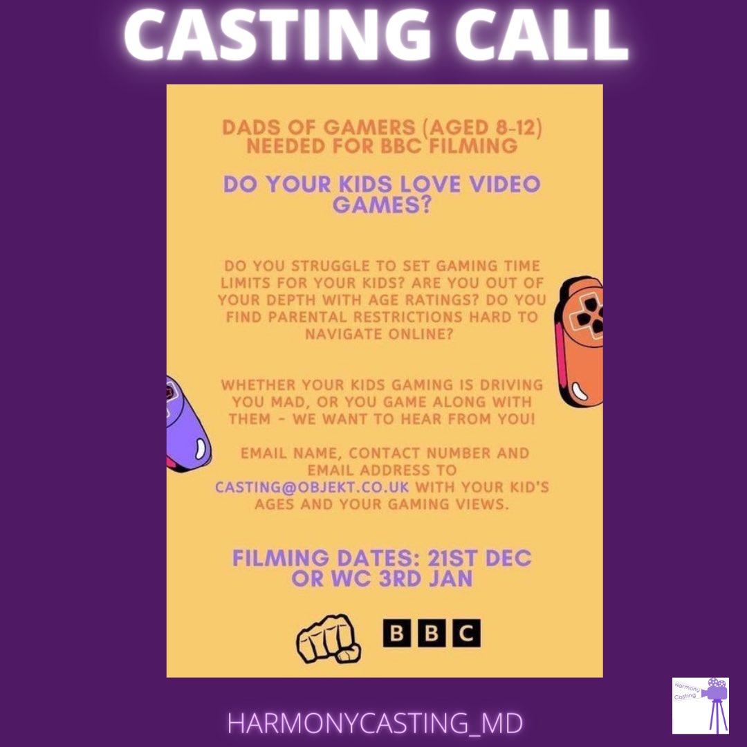harmonycasting's tweet photo. Dads of gamers needed! 🎮👾🎮👾🎮
BBC casting
Know someone TAG them
#tvcasting #bbcasting #tvcastingcall #gamers #gamerslife #gamersdads #gamersdad #fortnite #harmonycasting https://t.co/Y5M3sEZL7n
