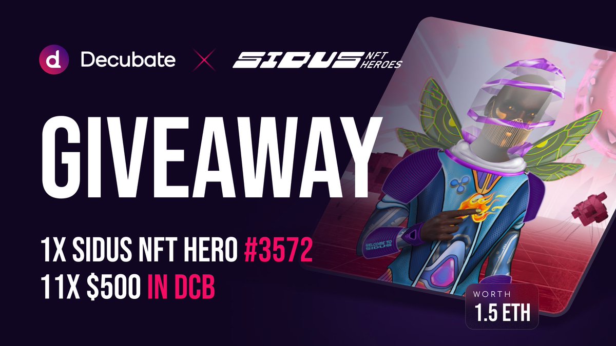 We’re partnering with <a href="/galaxy_sidus/">SIDUS HEROES</a>, a space themed play-to-earn MMORPG 🚀

SIDUS will utilize our ATV (Assured Token Vesting) product to power their vesting experience 📊

To celebrate, we’re giving away $11,000 in prizes including a SIDUS NFT HERO ⤵️

gleam.io/fhfnv/decubate…