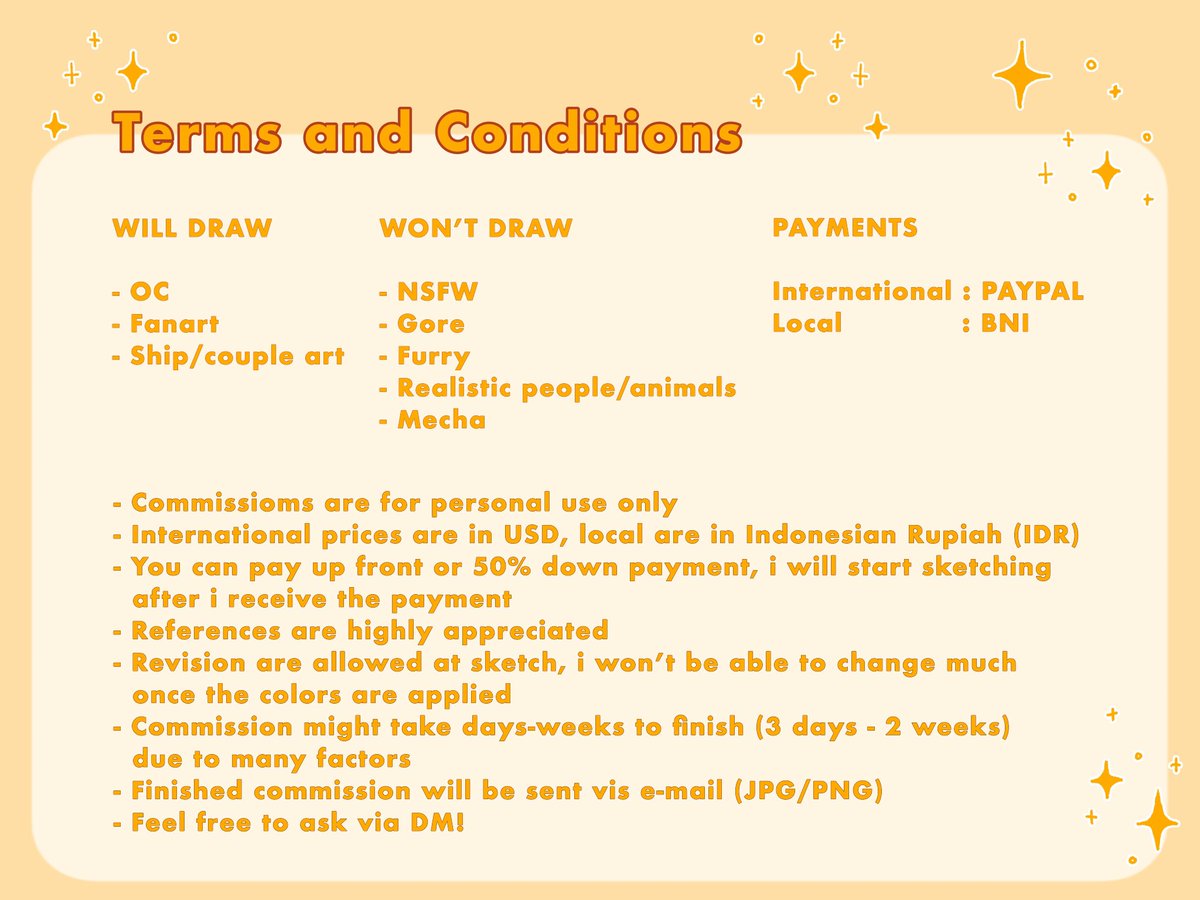 [RTs are appreciated ✨]

New commission catalog!
hello guys! I'm opening 3 slots of chibi commission and full commission for international/local right now! feel free to DM me if you are interested/have any question 💖

#commissionsopen #Commission #opencommissions #artidn 