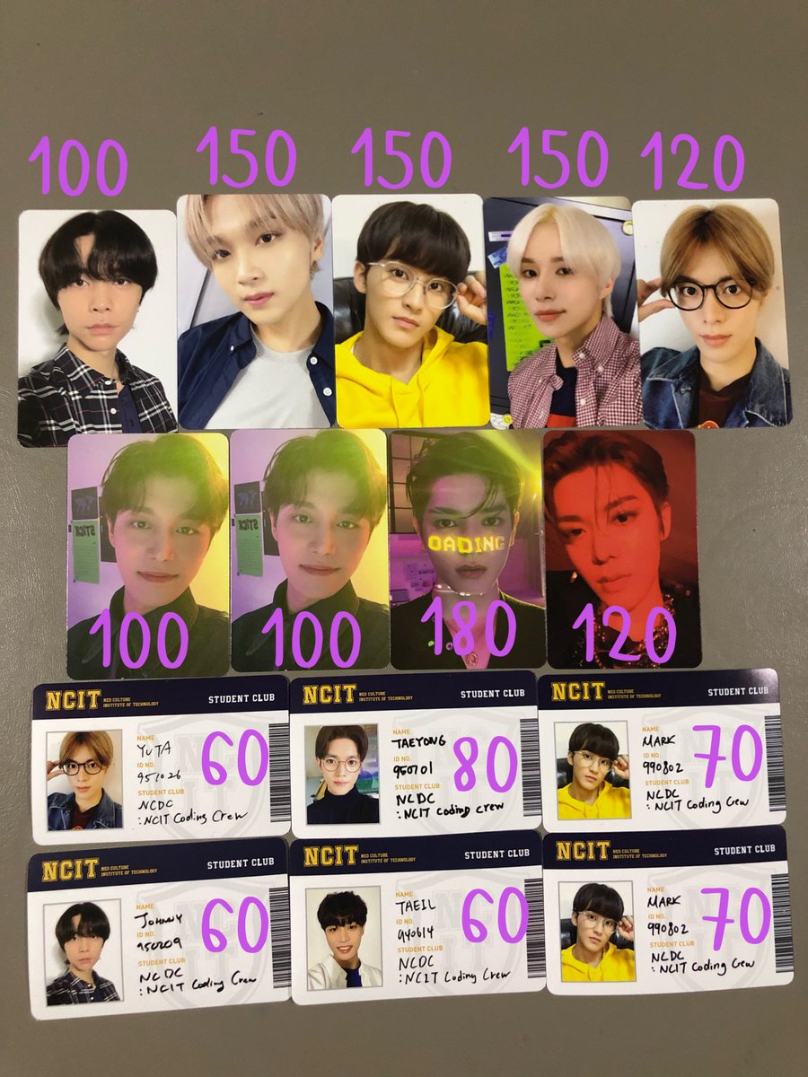 ขายการ์ด NCIT ราคารวมส่งตามภาพค่ะ
ซื้อเป็นsetให้ซองสีขาวด้วย
Yuta set=260
ถ้าซื้อ>2ใบมี JN&amp;TI ลด JN&amp;TI ใบละ20บาท

Day:จอนห์นี่ แฮชาน มาร์ค จองอู ยูตะ
Night:แทอิล แทยง ยูตะ
ID:ยูตะ แทยง จอนห์นี่ แทอิล มาร์ค

สนใจแลก แจฮยอนใบไหนก็ได้
dm มาคุยกันก่อนได้ค่ะ
#ตลาดนัดnct #ตลาดนัดnct127