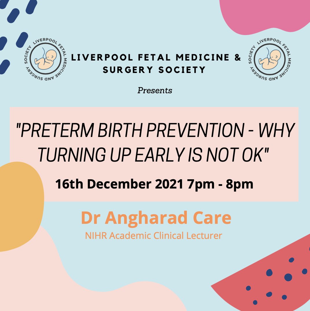 LFMSS1's tweet photo. Tickets are still available for this FREE talk on preterm birth prevention from Dr Care - a NIHR clinical lecturer and clinician at Liverpool Women's. This will be a great talk that you dont want to miss! Tickets via the link below
LFMSS xx
#fetalmedicine #pretermbirthprevention https://t.co/IOaMYAbIgc