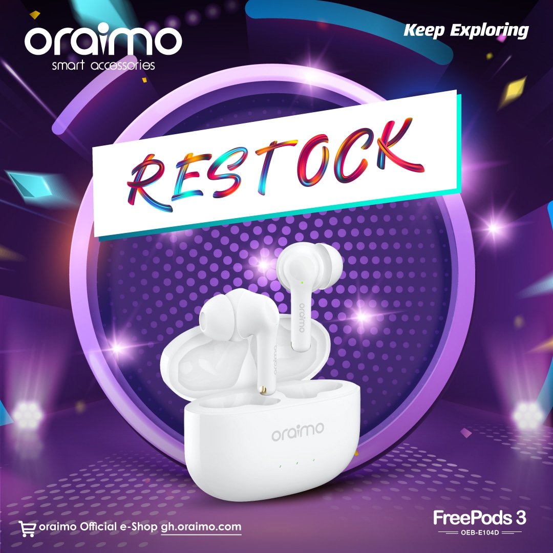 oraimo_ghana's tweet photo. oraimo Freepods3 restocked
Both black and white is available now on our E-shop.
Kindly click the link in bio to place your order
#oraimo #freepods3 #christmas https://t.co/436r6TZRIL