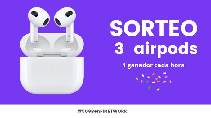 CoDInfoES_'s tweet photo. Ojo a este sorteazo...Colaborando con Finetwork para que ganéis unos airpods, y para participar solo tenéis que:

🔄 RT este tweet

👉 Comentar con #50GBenFINETWORK

⏰ Ganador: @Finetwork anunciará un ganador cada hora (3 en total)

¡Suerte a todos! 😊 #Sorteo https://t.co/OqJxgrslFT