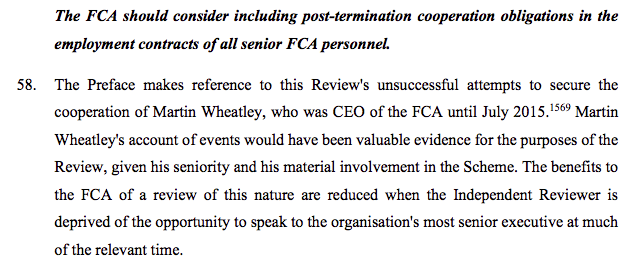 Ian_Fraser's tweet photo. In #SwiftReview, John Swift QC says @TheFCA should consider including “post-termination cooperation obligations” in the employment contracts of senior FCA staff.
He was unable to interview Martin Wheatley, who presided over the FCA when the inadequate IRHP scheme was in place https://t.co/MANDUmraAQ
