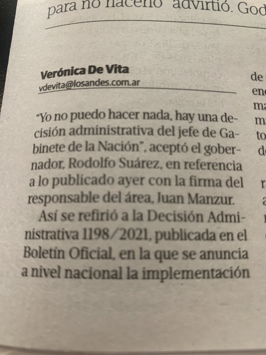 “Mendoza está acá” decían y se golpeaban el pecho y se dejan avasallar por un funcionario de Buenos Aires sin siquiera dar pelea.
La salud pública es una facultad de la provincia que nunca delegó.
¡Hágase cargo Gobernador!