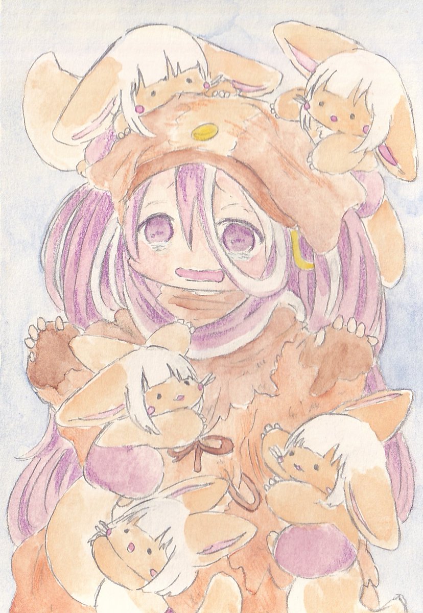 nanachi (made in abyss) animal ears long hair whiskers 1girl open mouth purple eyes white hair  illustration images