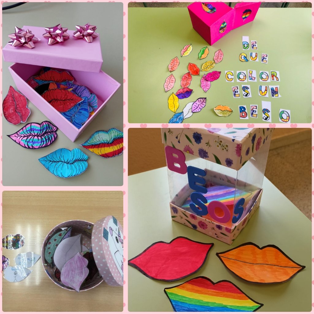 CArevacos's tweet photo. Nuestra caja de los besos, una caja llena de regalos pensados desde el amor y el cariño a nuestros compañeros de clase. A veces no hacen falta regalos materiales, basta con regalos de corazón. #programaRETO #somosArévacos https://t.co/CSMiOXJs20