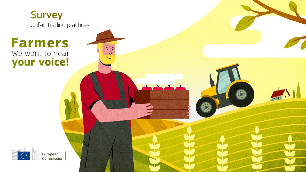 🚜 #Farmers❓

Has your relationship with your buyers changed after the adoption of  the Unfair Trading Practices (UTPs) Directive? 

Help us build a #FairFoodChain by sharing your experience! 👇
europa.eu/!G4Mnfp

#EUFarm2Fork #EUHaveYourSay
<a href="/EUAgri/">EU Agriculture🌱</a>