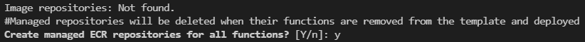 julian_wood's tweet photo. I love how AWS SAM can now create the managed ECR repositories for all Lambda functions. #simplez #serverless! https://t.co/GIBusXX4rU