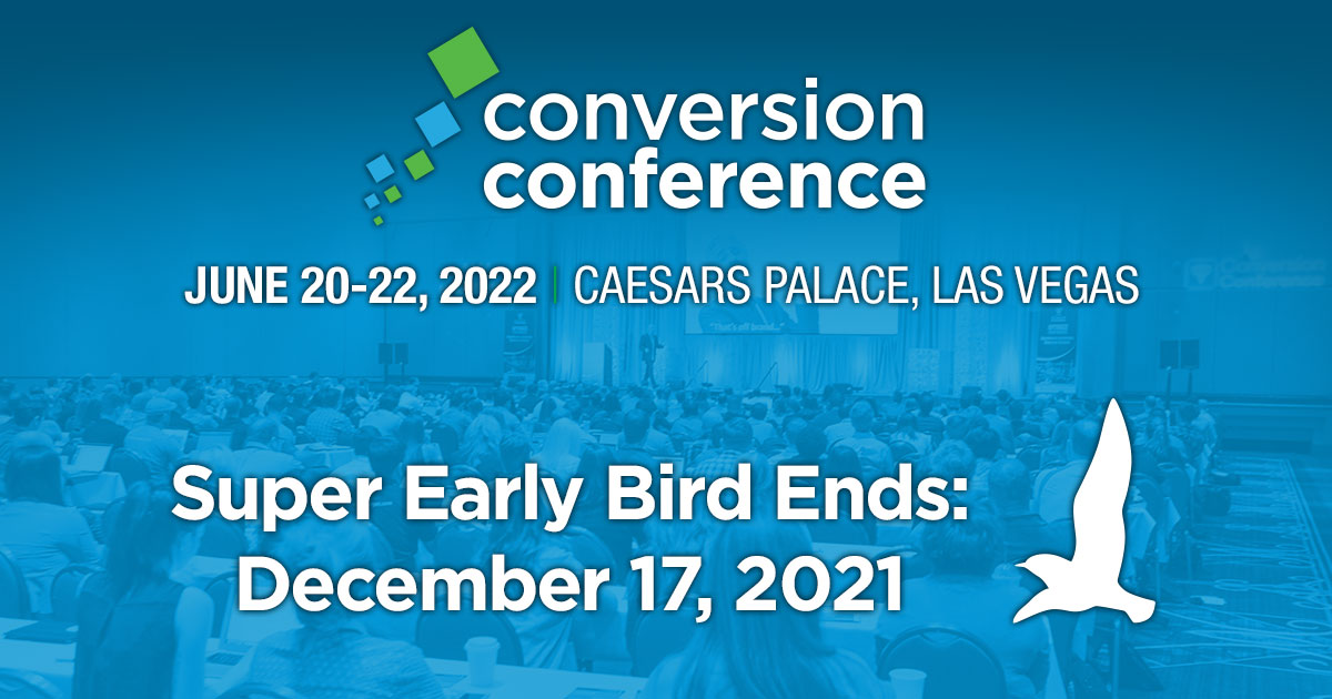 Join two days of sessions with actionable content at Conversion Conference Las Vegas 2022! Make sure to profit from the lowest rates until THIS Friday: conversionconference.com

#ConvConf #DigitalGrowth #CustomerJourney