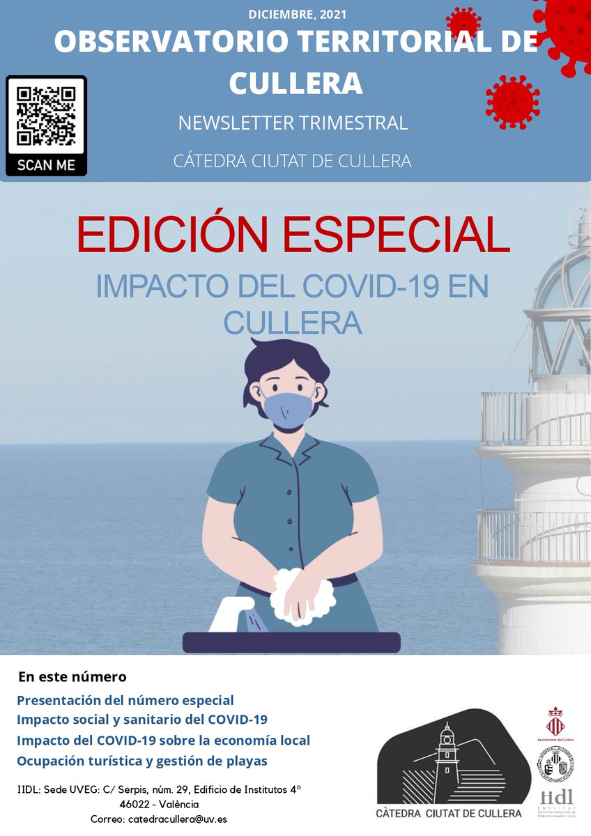 OTT_Cullera's tweet photo. ⚠️⚠️NEWSLETTER DESEMBRE 2021⚠️⚠️

👩‍👩‍👧‍👦Impacte social i sanitari de la COVID-19
💰Impacte de la COVID -19 sobre l’economia local
🏖️Ocupació turística i gestió de les platges

La newsletter es pot consultar i descarregar en aquest enllaç: https://t.co/Qw2M10LyRa https://t.co/7FXmvkaPvZ