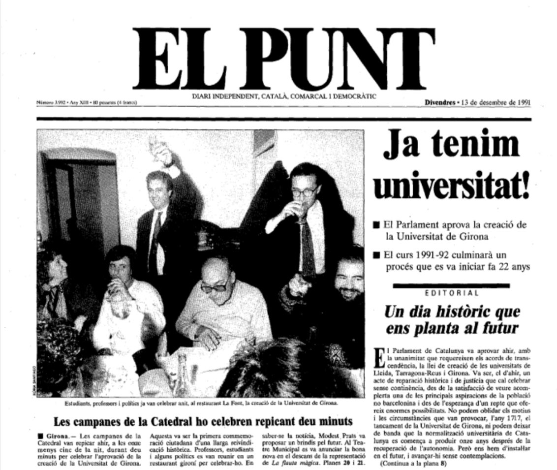 Ocupem les portades dels diaris. Aspirem a ser una universitat de referència a Europa
<a href="/DiarideGirona/">Diari de Girona</a> <a href="/elpunt/">El Punt Avui Girona</a>