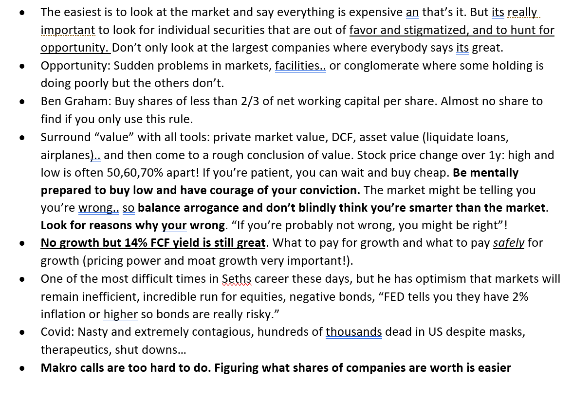 therealwalz's tweet photo. Sharing a few more of my notes from meeting Seth Klarman at HBS in Boston last year. Some interesting facts about how Seth started, where he sees Baupost's edge, how Baupost invests and what he thinks of the current market environment. https://t.co/b4oVBASyLw