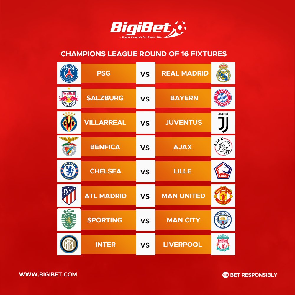 bigibet's tweet photo. Which Teams are you backing to make it to the next round? 

#ucl #championsleague https://t.co/MHlT9DuVkV