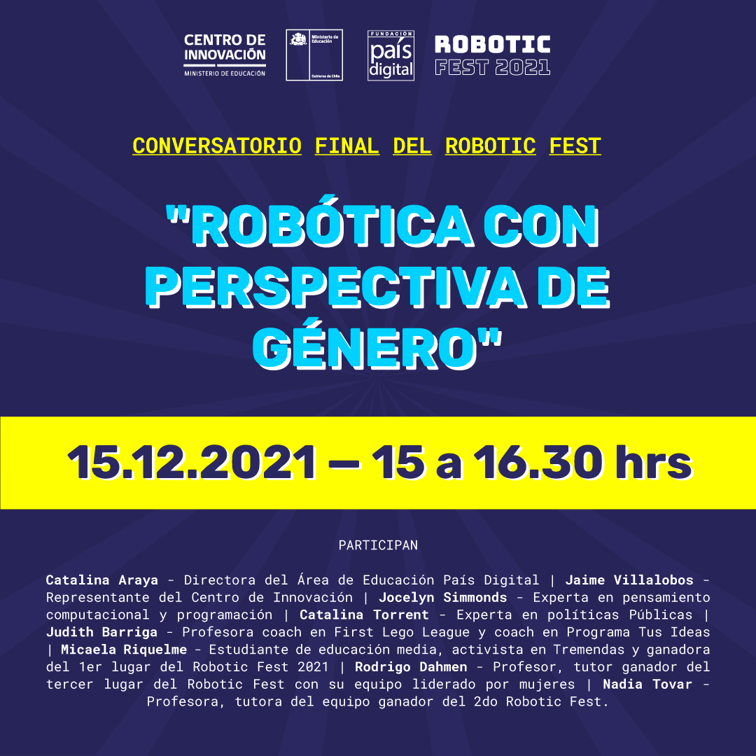 fpaisdigital's tweet image. 📆 ¡Mañana! A través del @YouTube de #RoboticFest los invitamos a seguir “Robótica con perspectiva de género”, un espacio donde se discutirá sobre cómo derribar las brechas de género al interior de las ciencias y tecnología, generando más vocaciones #STEM en niñas y adolescentes.