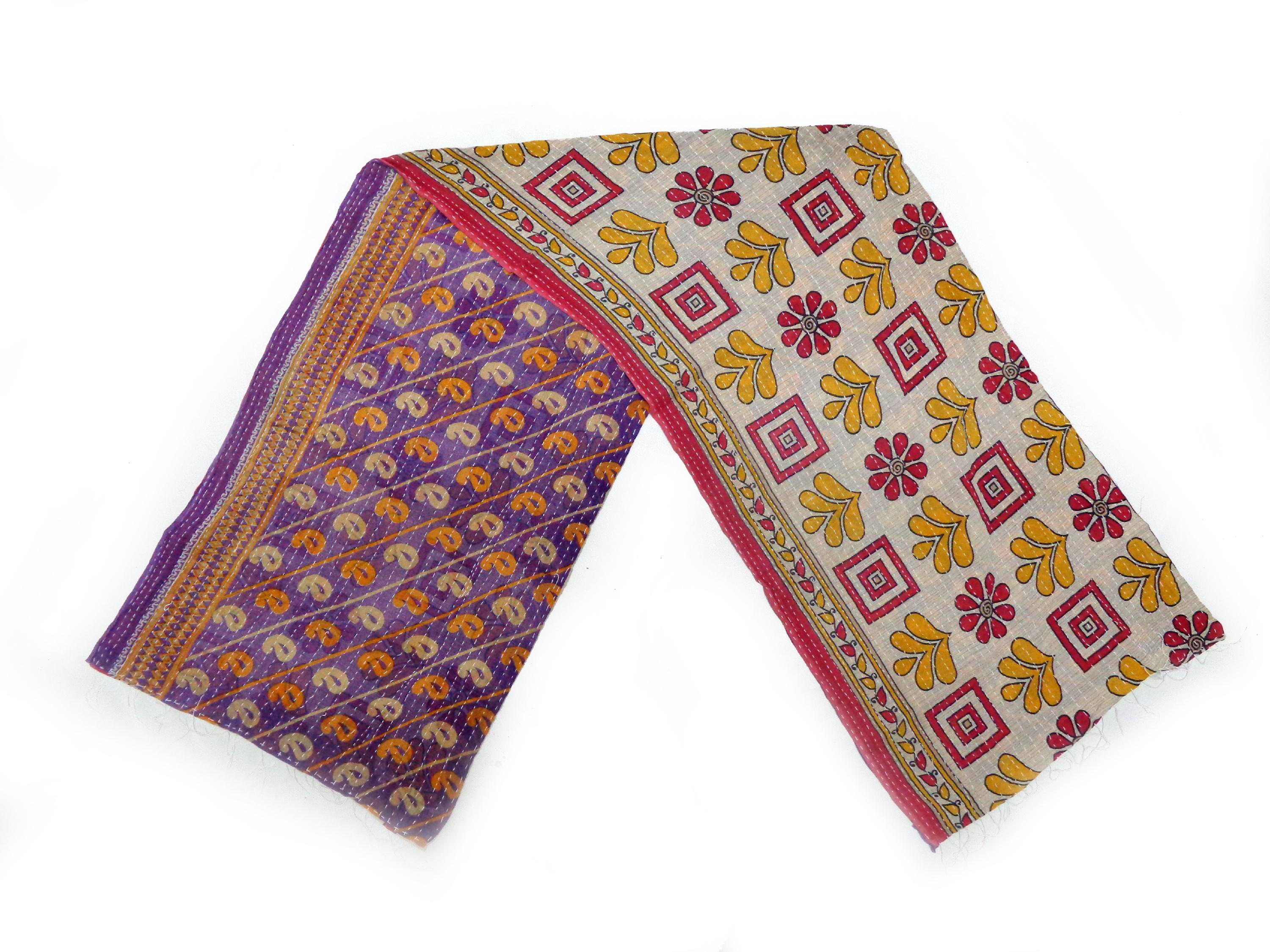 Cotton Kantha Neck Wrap Women Reversible Neckerchief Bandanas Bohemian Scarf SN93