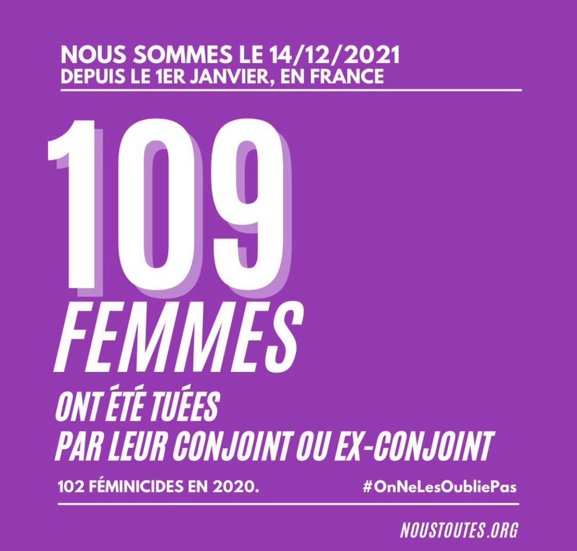 lazimigilles's tweet image. Lundi 13 décembre à Sommepy-Tahure (51), une femme a été tuée par son conjoint devant leurs enfants.

C’est le 109ème féminicide de l’année.

@EmmanuelMacron grande cause toujours ?

Source: @feminicidesfr 
NousToutes.org
#OnNeLesOubliePas #NeLesOublionsPas