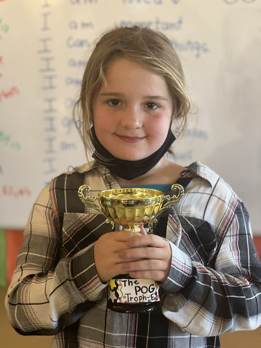 Meet this weeks PoG Troph-E recipient, Brooke Flora! Brooke was voted by her classmate who had wonderful things to say! “Brooke is a good friend and is respectful and responsible” “She is a responsible collaborator because she coaches me without giving me the answers” yay Brooke!