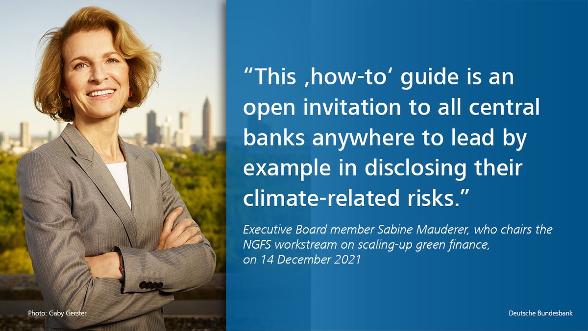 Sabine #Mauderer welcomes the <a href="/NGFS_/">Network for Greening the Financial System</a> new guide on climate-related disclosure for central banks. ngfs.net/en/communique-… #climate #climatechange