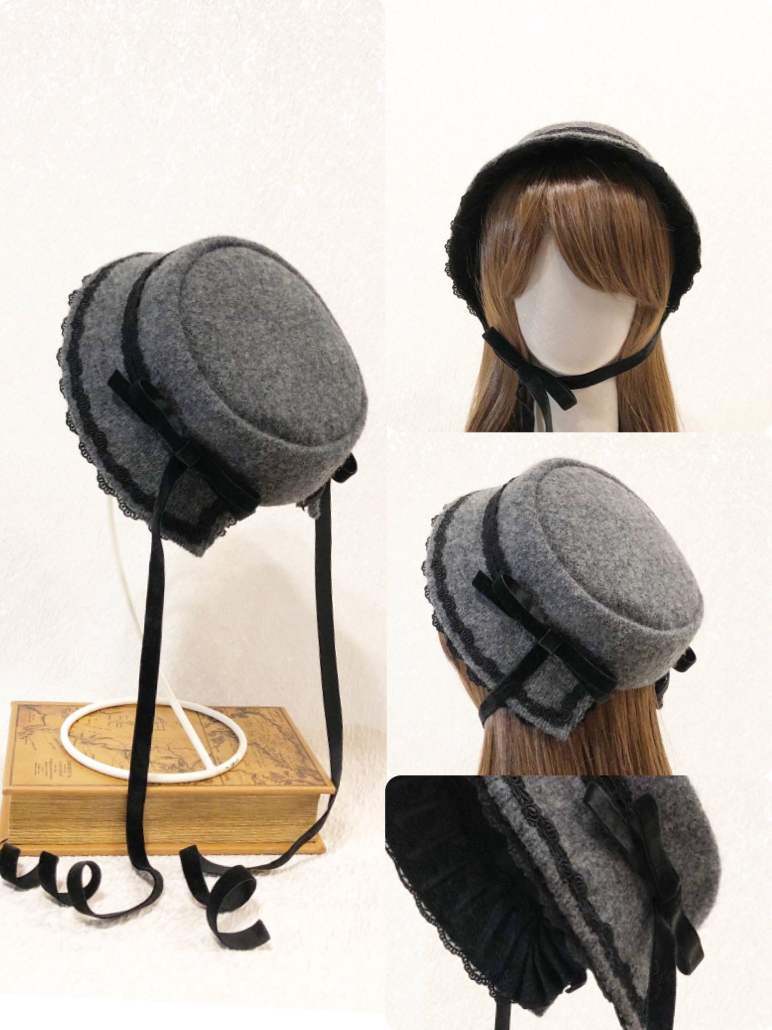 幅広type 即購入可/値下げNG シュエット ボルドー ボンネット 帽子