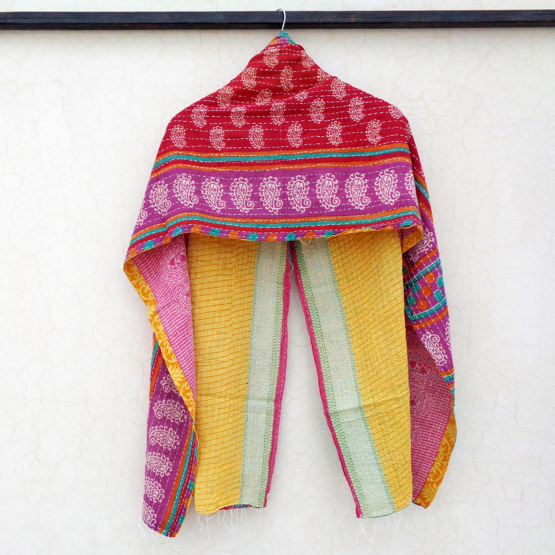 Cotton Kantha Scarf Neck Wrap Stole Dupatta Stitched Embroidered Scarf Veil Boho SN95