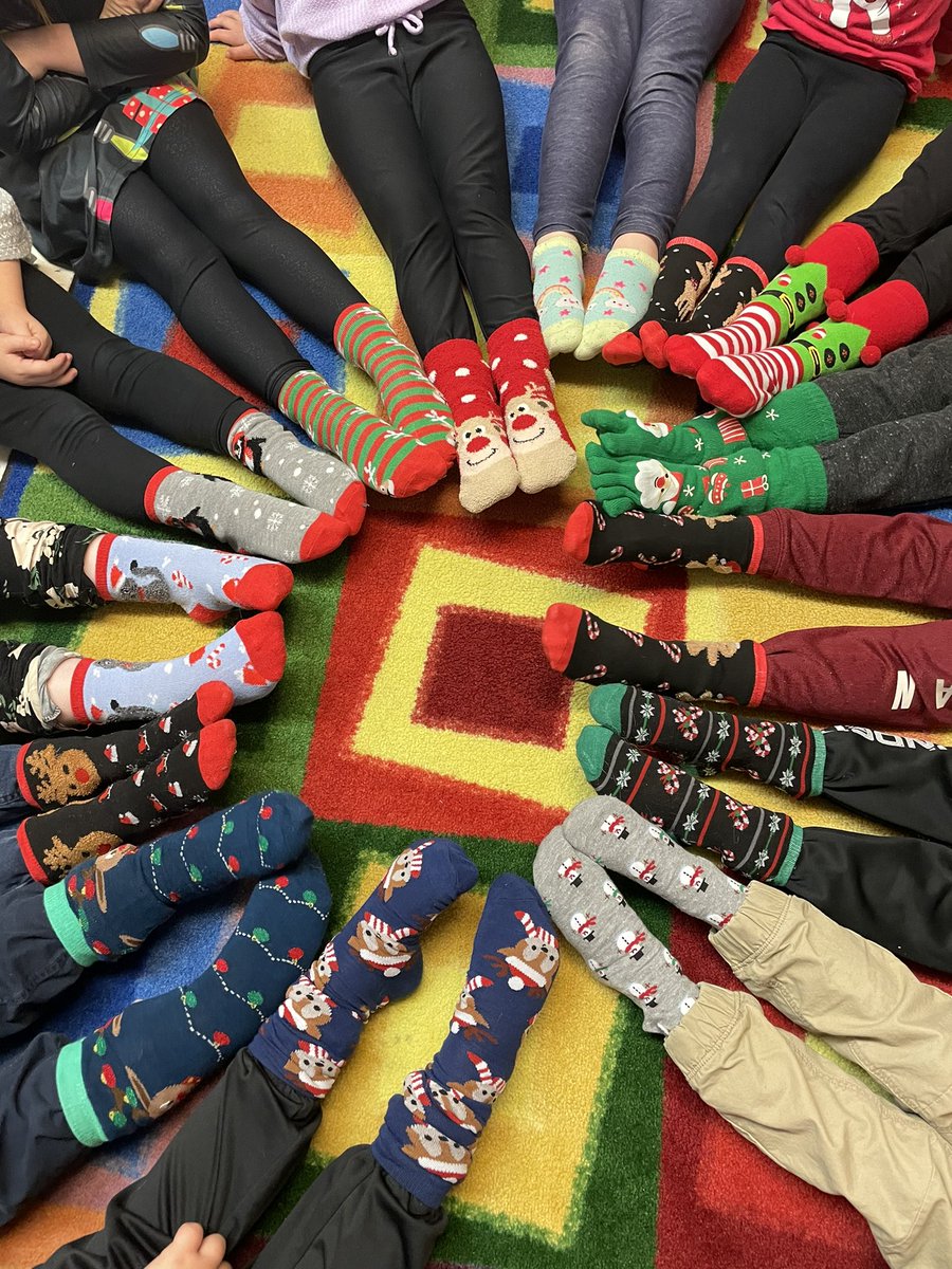 Christmas sock day <a href="/HREschool/">Holy Redeemer Elementary</a> #gradeoneisfun