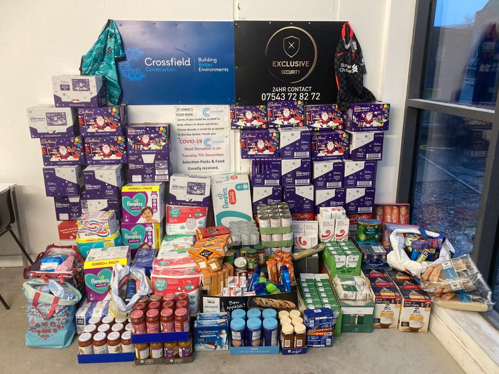 Huge thank you to our friends <a href="/Crossfieldltd/">C</a> and ExclusiveSecurity for this donation! Their site #3 in the Baltic triangle is next to St. Vincent’s, and they’ve donated consistently for 12+ months! We’re so lucky to have neighbours like you! #wellbeing #liverpool #foodaid