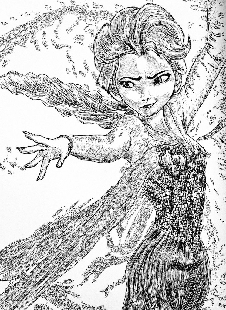 Test the limits and break through.

#ボールペン画 
#模写
#アナと雪の女王 
#エルサ 