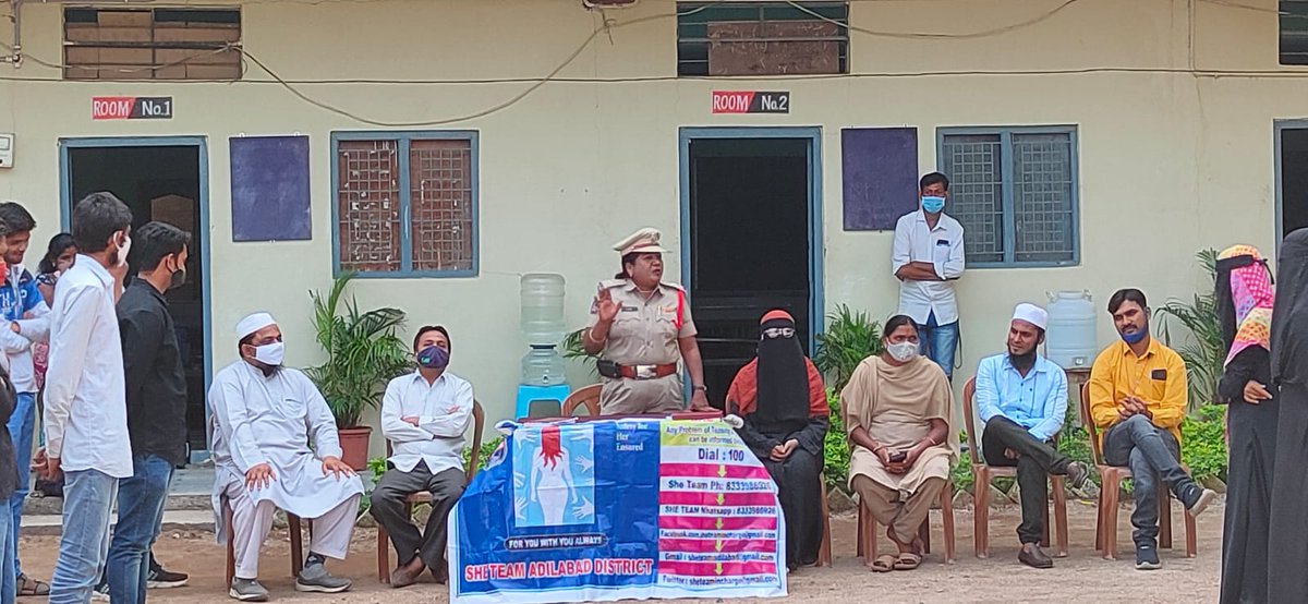 AdilabadShe's tweet photo. As per the instructions of the Adilabad SP Sri,Rajesh Chandra IPS,She Team Conducted Awareness Session at Adilabad &amp; ZPSS Devapur, Jr collage, Ichoda.  about various topics like QR code,She team Number, Child Marriages, Gender sensitization, Gender equality,Cyber Security Tips. https://t.co/buWT5Abo6G