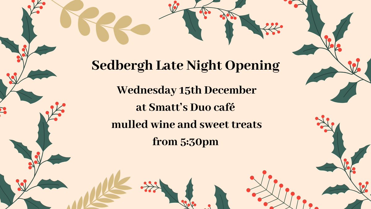To all our Sedbergh clients and friends - on Wednesday 15th December some of the team from Thomson Hayton Winkley and the Rural Law Practice will be at Smatt’s Duo café from 5:30 pm onwards and we would be delighted if you could join us for mulled wine and sweet treats.