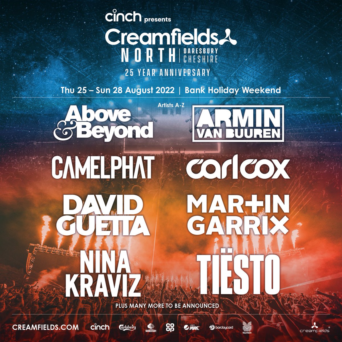 Creamfields's tweet photo. cinch presents Creamfields North Phase 1 line up unleashed! Limited number of failed deposit resale tickets available now 🎟 https://t.co/0QjJS5nzg4 
 
#cinchxCreamfields #CreamfieldsNorth https://t.co/VmKLt4e3Rq