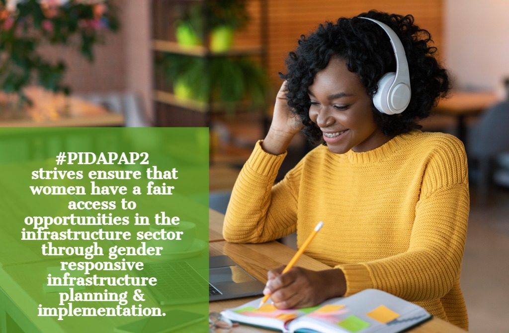 PIDA_Africa's tweet image. #PIDAPAP2 takes gender-inclusive infrastructure planning &amp;amp; implementation earnestly.
All #PAP2 projects⬇️ 
👉🏿Have passed through a gender-smart criteria
👉🏿Enhance employment opportunities for women &amp;amp; women-owned enterprises
👉🏿Ensure infrastructure is accessible &amp;amp; safe for women