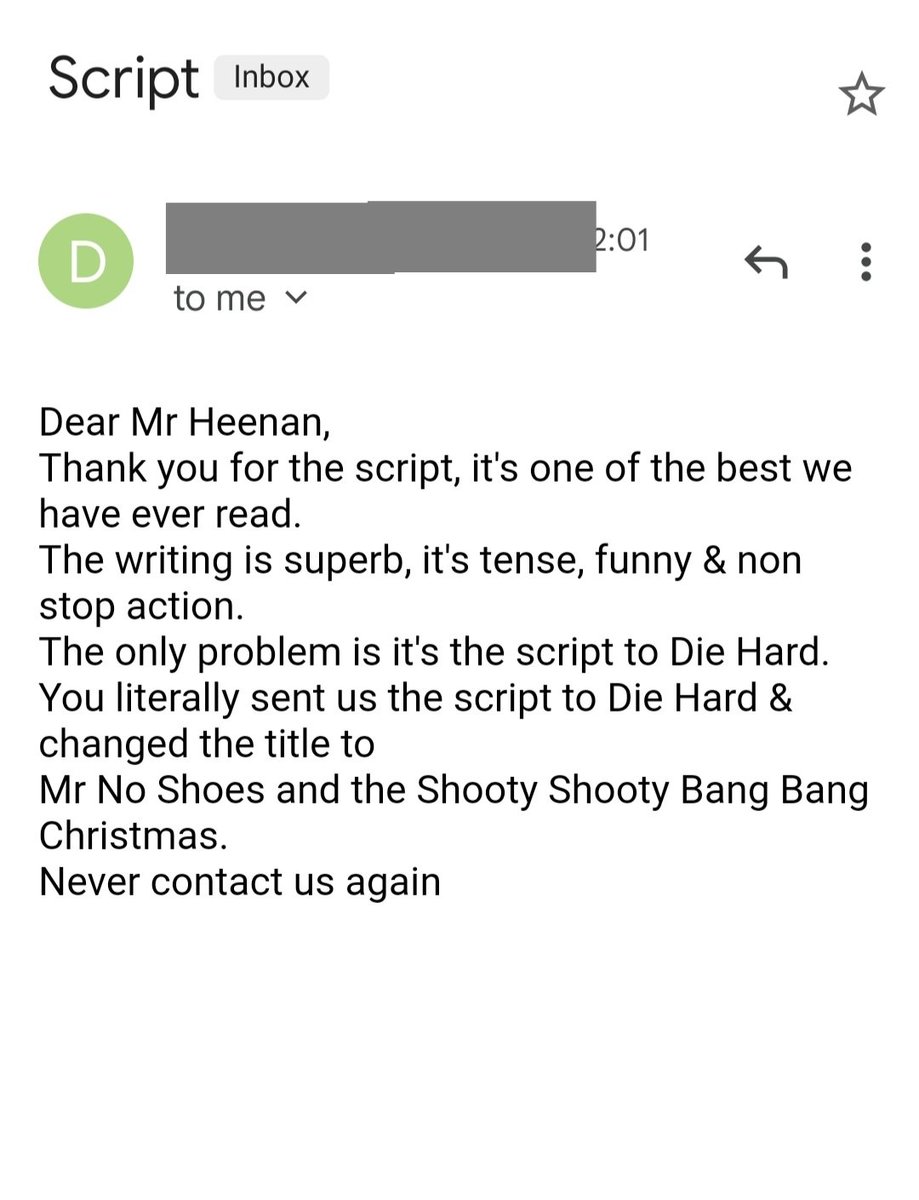 During lockdown I wrote a script & sent it to various people. I have just received this email from someone at Netflix. Never give up on your dreams