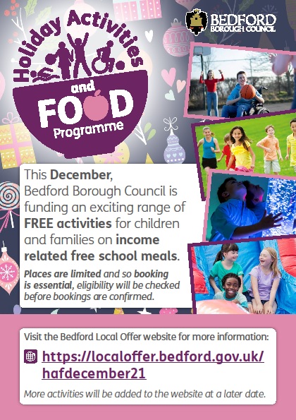 Bedfordlocalof1's tweet photo. Bedford Borough’s HAF scheme  still has some spaces available for the Dec holidays! 
Eligible children must be in receipt of income related free school meals. 
To book and for more information, visit https://t.co/YXwfaSZgVn
Spaces are on a first come, first served basis. https://t.co/Zab5G66nFg