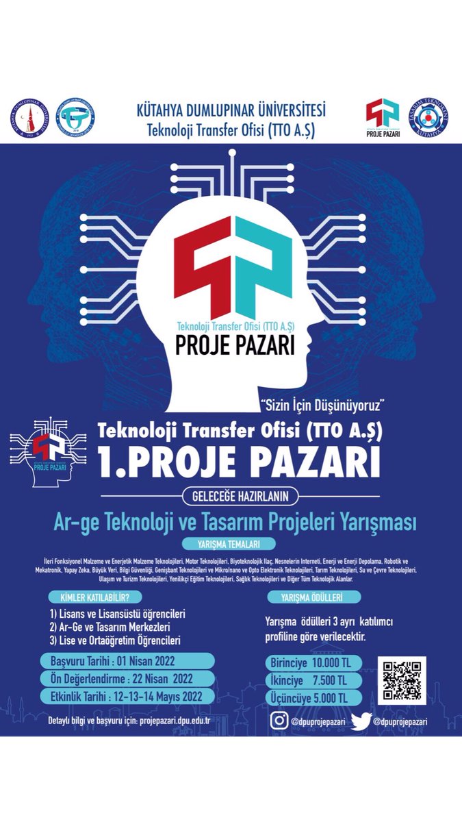 1. Proje Pazarı AR-GE Teknoloji ve Tasarım Projeleri Yarışması #DPÜProjePazarı