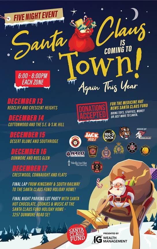 Did you catch Santa in your neighbourhood last night? He’s making his way around #medhat in support of <a href="/MHSantaClaus/">MHNSantaClausFund</a> - Cottonwood and the SE and SW Hill are on deck this evening!

Get more details here 👇

#sanataclausfund #givewhereyoulive #cityofmedicinehat