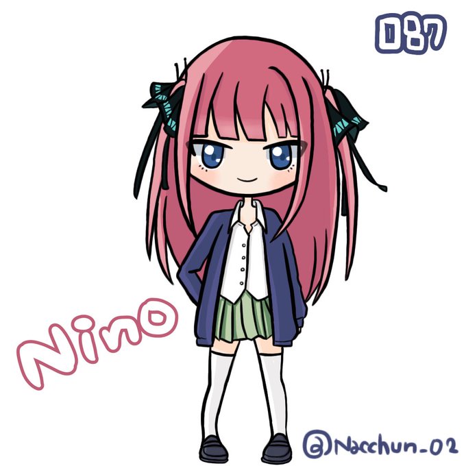 Nacc◡̈*.。さんがTwitterに投稿した中野二乃(五等分の花嫁)のイラスト。