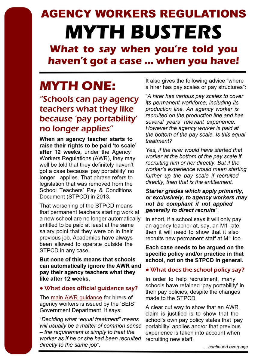 #Mythbusters for #supply teachers - what to say when you are told you haven't got a claim under the #AgencyWorkersRegulations - but you have!
mpdnut.com/2021/12/agency…