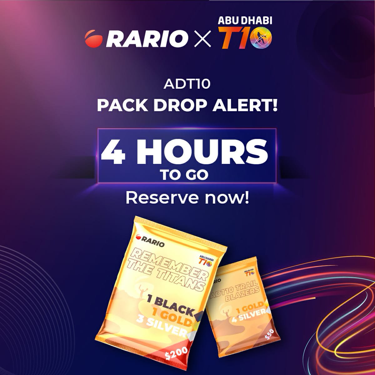 Ihave  got some big news for all cricket fans😻💥 The rariohq ADT10 pack drops  today at 8:00pm. Reserve your packs before they are live for sale✊ 
#RarioPackDrop