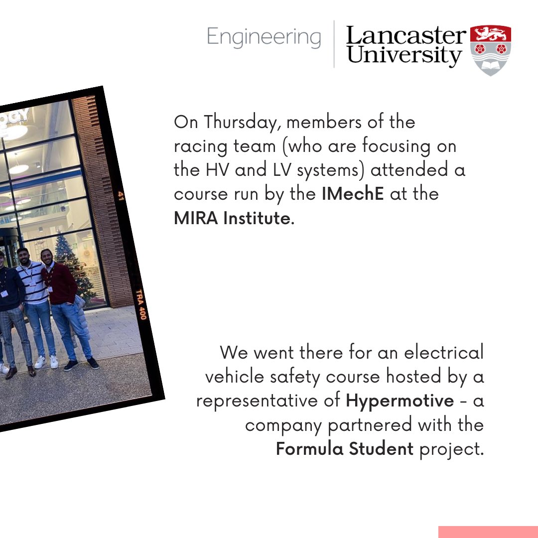 racinglancaster's tweet image. Last week, members of the team who are working on the HV and LV systems attended a talk hosted by @HypermotiveLtd in association with IMechE to further our understanding of electrical safety.
#formulastudent #formulastudent2022 #hypermotive #imecheformulastudent #imeche