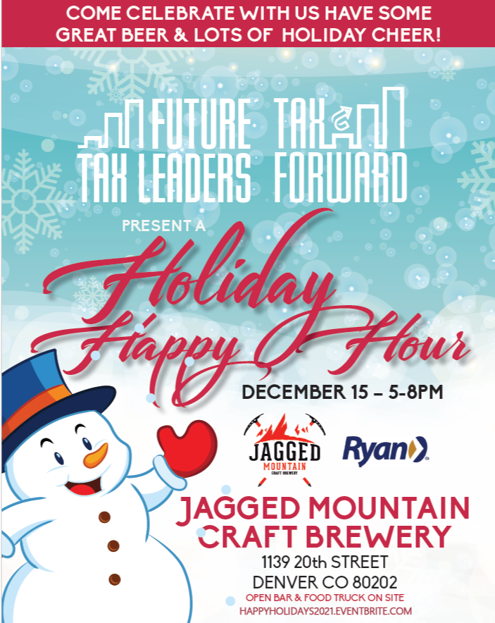 FutureTaxLeadrs's tweet photo. WEDNESDAY! Holiday Happy Hour in Denver ⛄❄ Enjoy friends, food, and libations with TaxForward, Ryan, and Jagged Mountain Brewery. - https://t.co/k7WSjtkTgl #party #holidayparty #denverevents https://t.co/dSzhuuvU9L