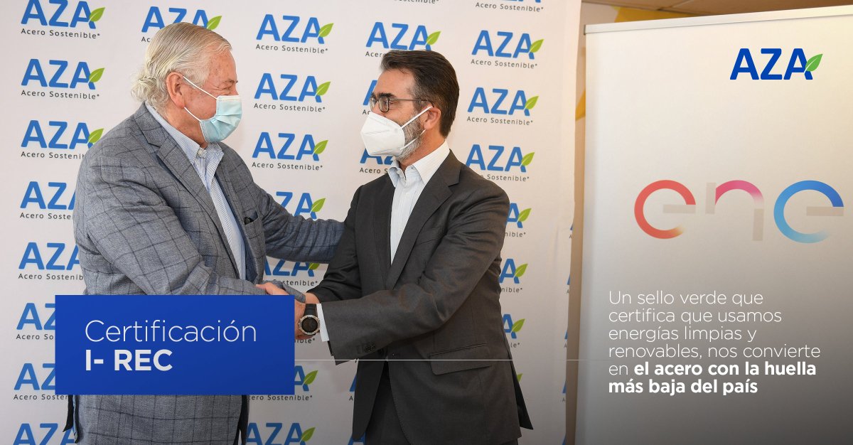 Recibimos la Certificación I-REC que confirma que nuestro #AceroVerde  utiliza energías limpias y renovables. Somos el mayor reciclador de chatarra ferrosa de Chile y tenemos la huella de carbono más baja de la industria del acero en el país. 🌱 🍃   cutt.ly/TYJDdqu