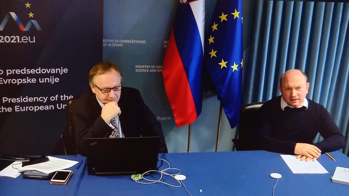 PatrickNedellec's tweet photo. Participation to the last event on Slovenian Presidency #Si2021 before French #PFUE2022 @sup_recherche. Talking about synergies between EHEA EEA ERA. A work done by the Bologna Follow Up Group. Exchange views from ERAC mb. How to involved Innovation within the needed synergies? https://t.co/EWn0oQ7gJW