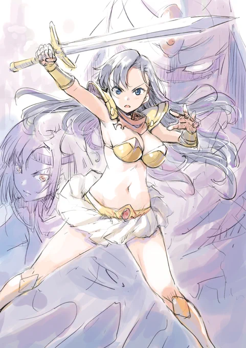 ボイチャ中の落書き。夢幻戦士ヴァリスの優子。うろ覚え。あ、仕事はしてます(滝汗 