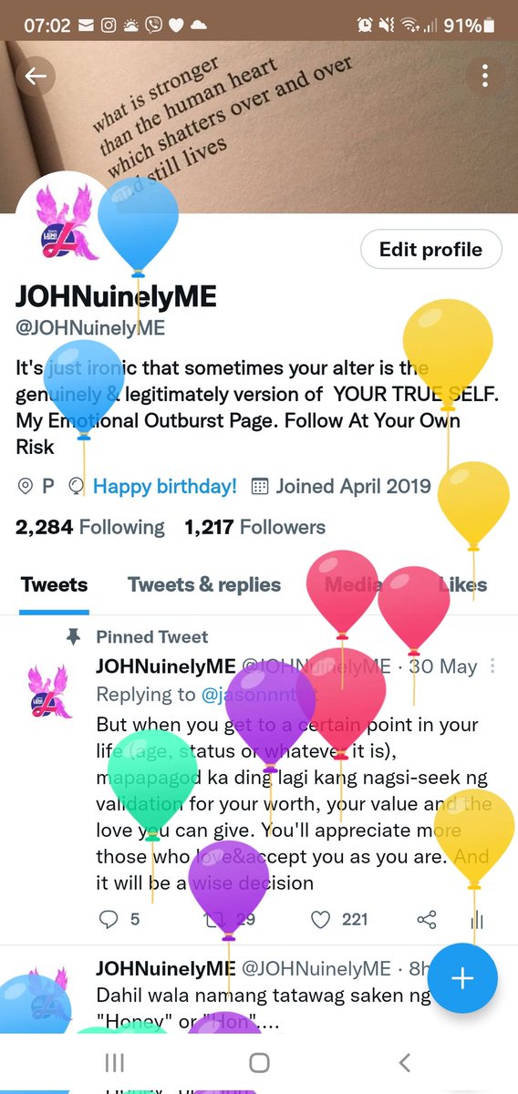 JOHNuinelyME's tweet photo. “Let us make each day our birthday – every morning life is new,
with the splendors of the sunrise,
and the baptism of the dew.” – S.A.R
#LessThan40
#RenewRewrittenRebirth
#NewStoryToUnfold https://t.co/Jlvuyb5U4N