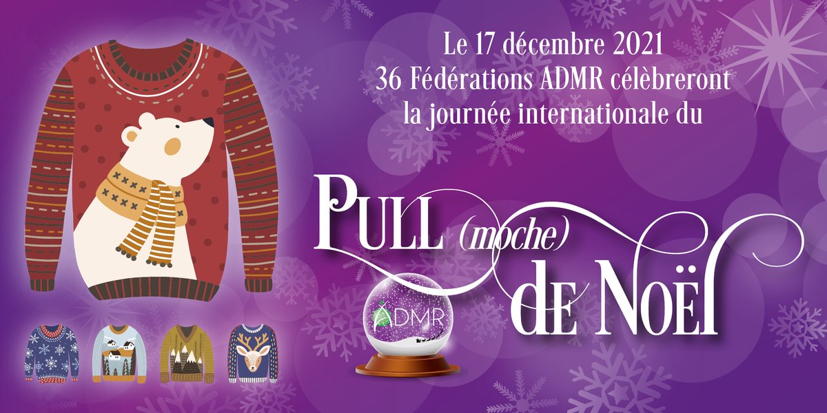 🎄La #JournéeInternationaleDuPullDeNoël est dans 3 jours !
Les bénévoles et salariés de 34 fédérations #ADMR, <a href="/AdyforJ/">ADYFOR-ADMR St Jean</a> et l’<a href="/ADMRun/">ADMR</a> vous préparent un florilège de mauvais goût 😱😜! #PullMocheADMR