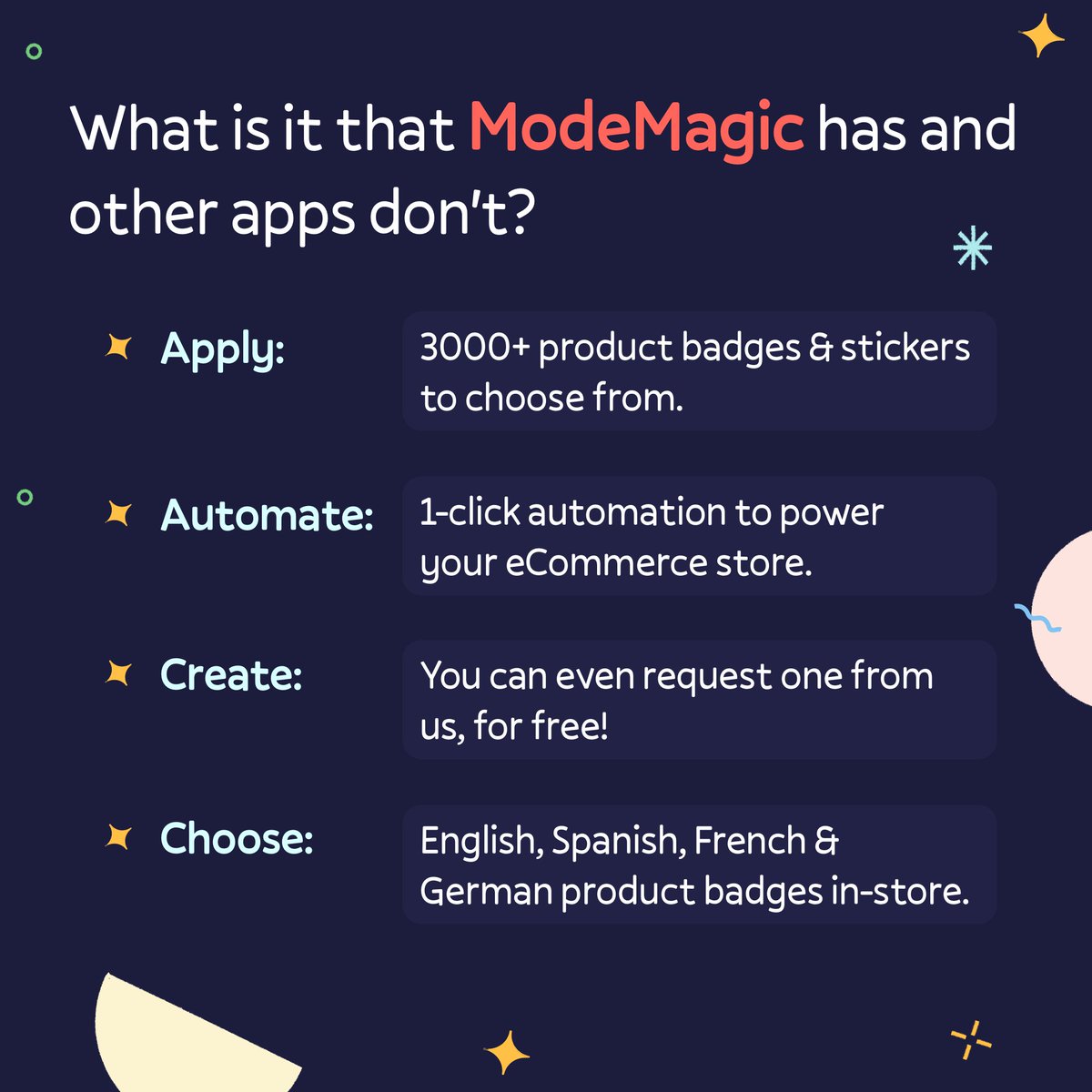getmasondotio's tweet photo. This week we thought of keeping it simple for you! π
Here's a quick dive into #ModeMagic to help you understand us better.
Convert your restless #shoppers and retain them for life!
Take the 7-day trial today π https://t.co/1iqVUSVw3F
#nocode #automation #shopify #ecommerce https://t.co/CS7DHd1UiS