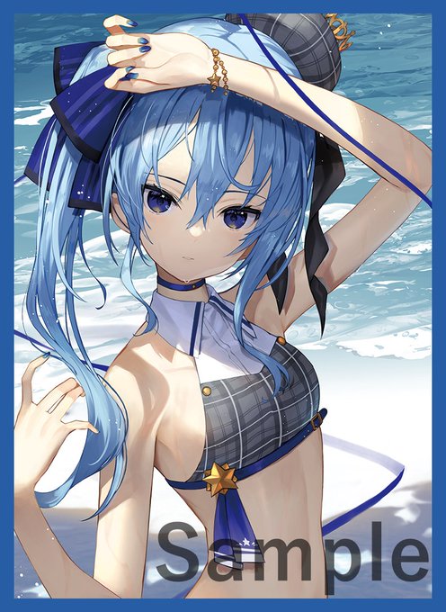 冬コミ 新作情報
「水着すいせい」のスリーブとプレイマットになります。イラストはスコッティ様(@Sco_ttie)になります! 